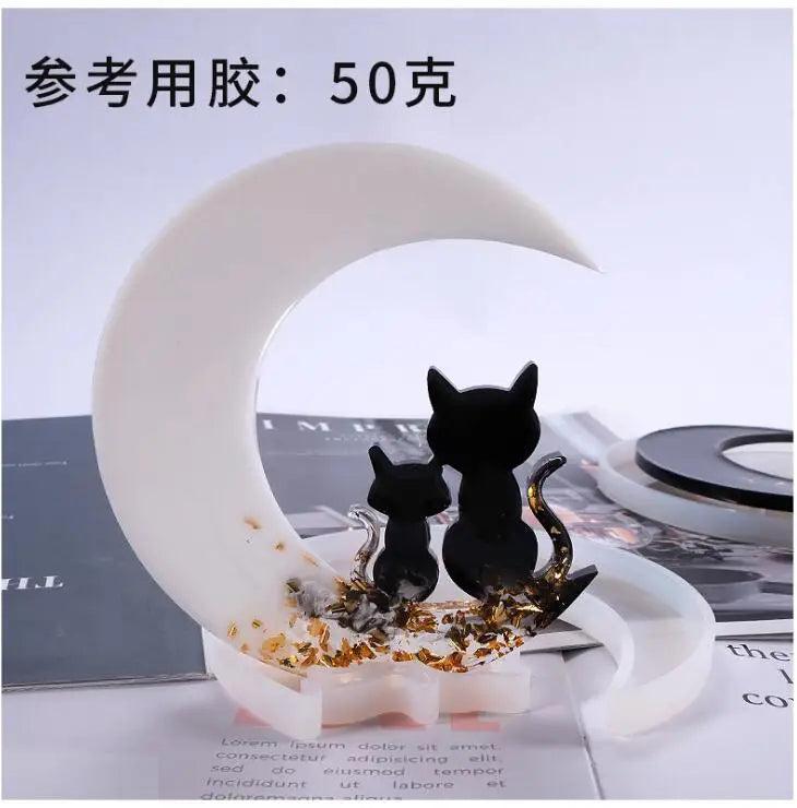 Silicone Mold Resin Craft Moon Couple Cat Deer