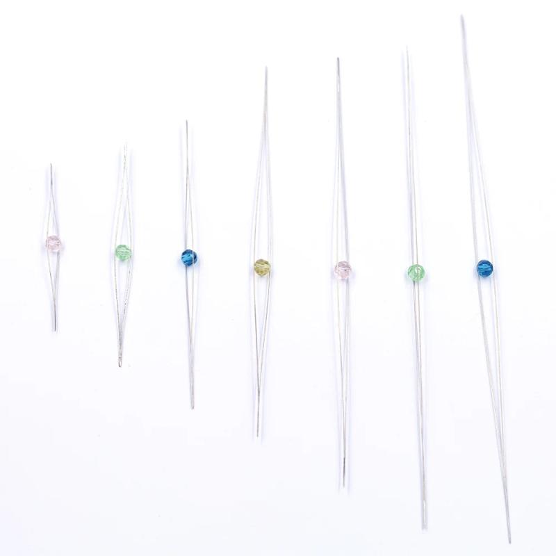 5Pcs Big Eye Curved Beading Needles Stainless Steel Jewelry Making Tools Pins