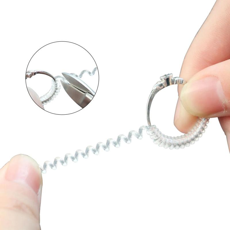 12 PCS Transparent Coil Spiral Spring Coil Ring Size Adjuster