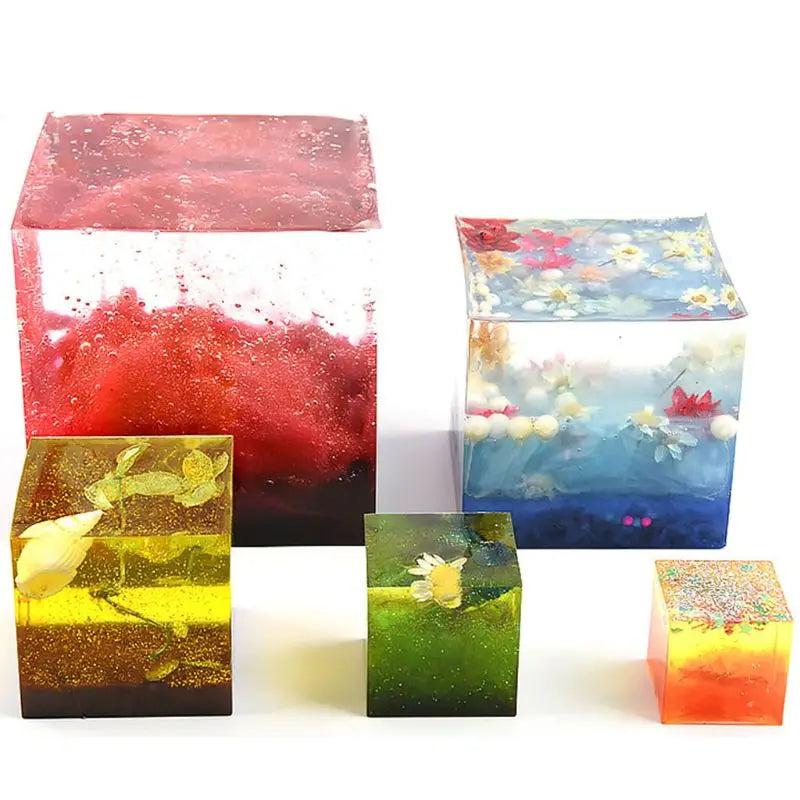 4Pcs Crystal Epoxy Resin Mold Square Jewelry Casting Silicone Mould DIY Tool