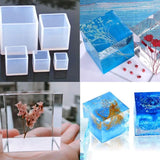 4Pcs Crystal Epoxy Resin Mold Square Jewelry Casting Silicone Mould DIY Tool