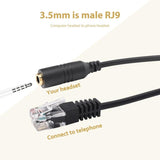 3.5mm Audio Headset to RJ9 Plug Adapter Cable