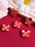 3PCS English Letter Heart Leather Charms DIY Keychain Ring Jewelry
