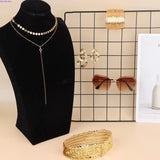 7 Pcs Disco Set with Rimless Diamond Cutting Jewelry for Ladies