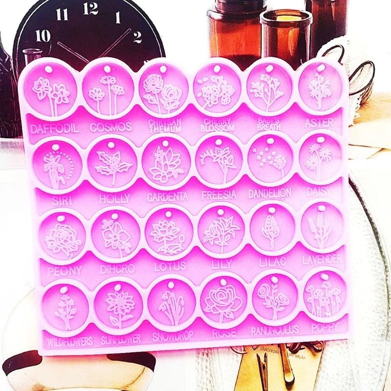 Round Flower Charms Earring Stud Silicone Molds for Jewelry Making