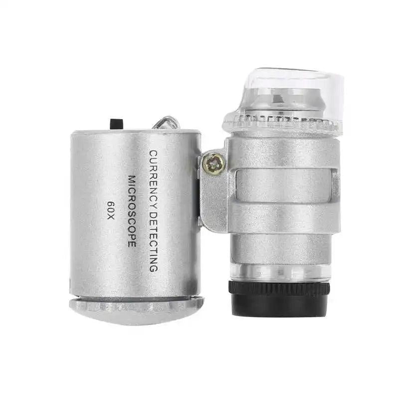 60X Mini Zoom LED UV Jewellers Loupe Microscope Pocket Magnifier with LED Light
