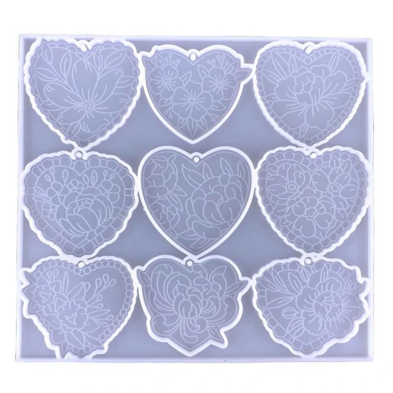 Heart Silicone Mold Pendant Resin Epoxy Molds for Casting Resin Keychain Mold