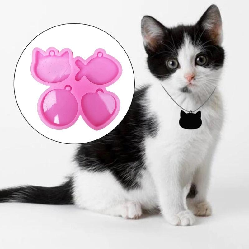 5Pcs Fish Cat Pet Tag Resin Mold Sign Silicone Mould
