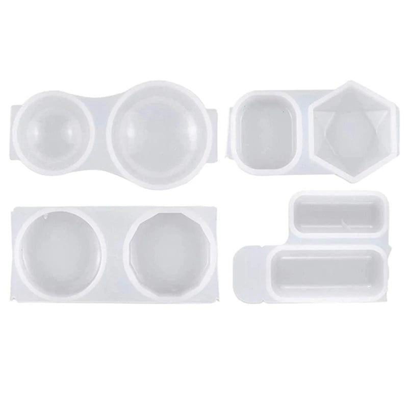 4 Pack Silicone Resin Moulds Jewelry Resin Casting Epoxy Mold Square Round Craft