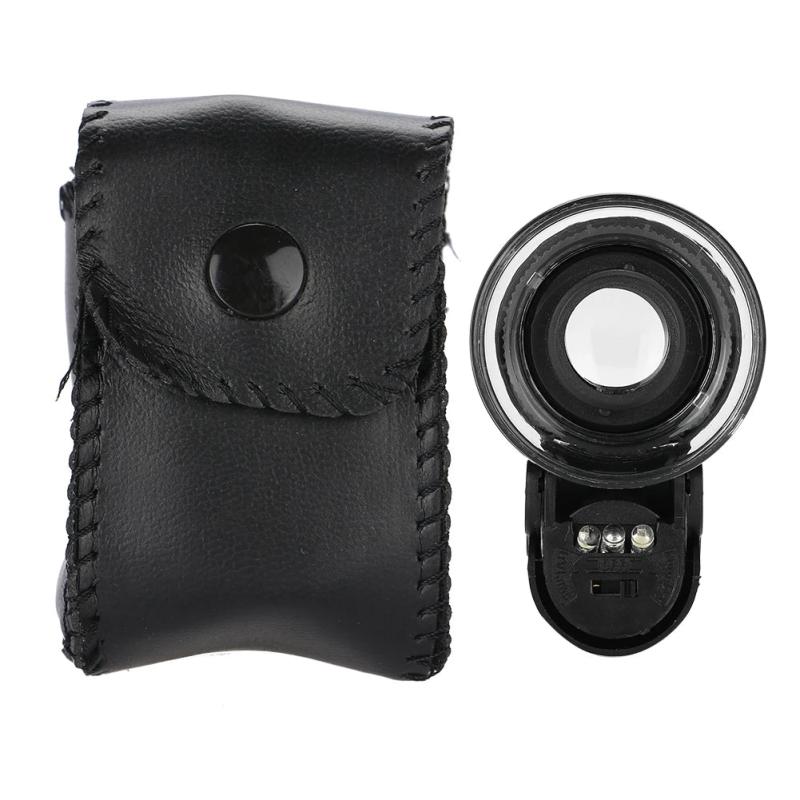 Mini 45X Handheld LED Jewellery Magnifier Loupe UV Currency Detector