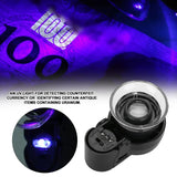 Mini 45X Handheld LED Jewellery Magnifier Loupe UV Currency Detector