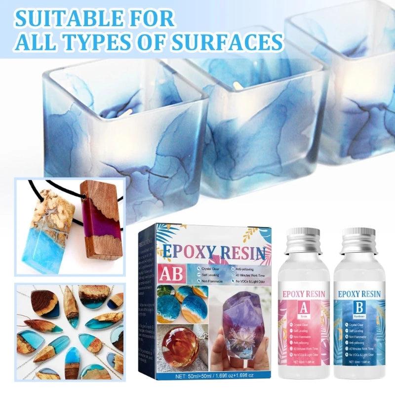 Clear Epoxy Resin and Hardener Kit for Casting, Coating, Art, Wood, Jewelry