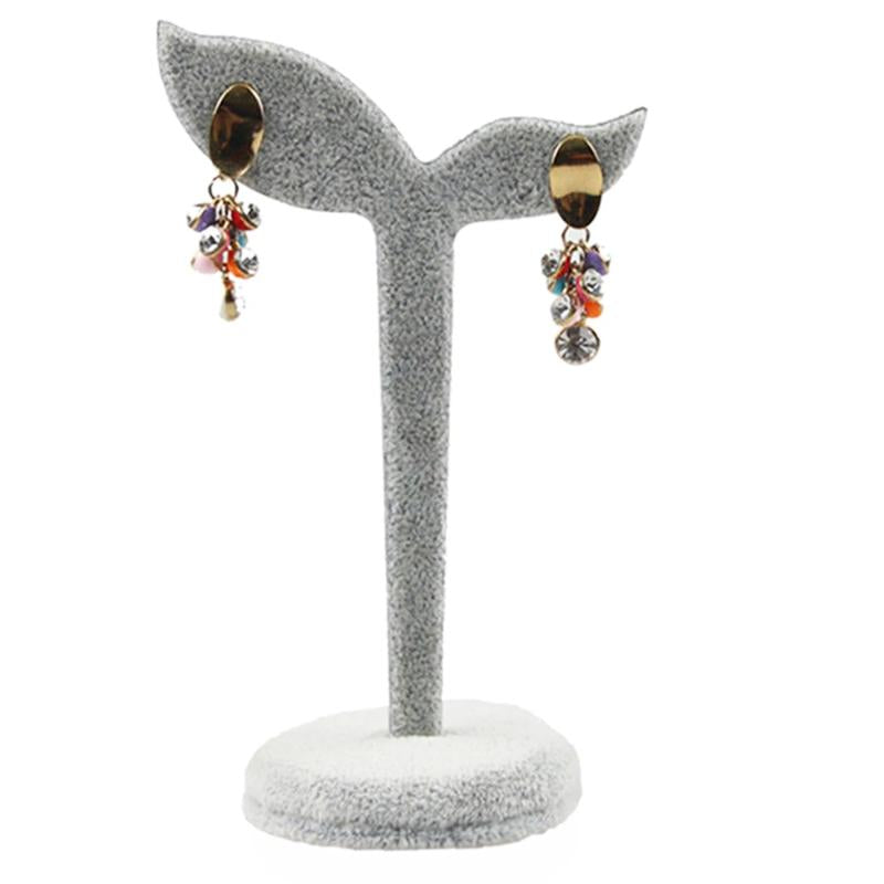 Velvet Earring Display Stand Props Stud Earrings Holder Rack Storage(Grey)