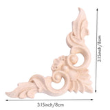 4pcs 8*8cm Wood Carved Onlay Furniture Home Decorations Unpainted Applique
