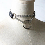 Harajuku Punk Goth Silver Chain Leather Choker