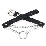 Harajuku Punk Goth Silver Chain Leather Choker