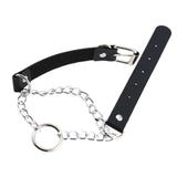Harajuku Punk Goth Silver Chain Leather Choker