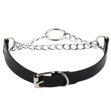 Harajuku Punk Goth Silver Chain Leather Choker