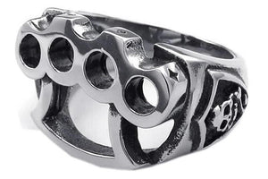 Skull Boxing Gloves Mens Rings Stainless Steel Silver Size 9