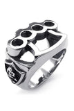 Skull Boxing Gloves Mens Rings Stainless Steel Silver Size 9