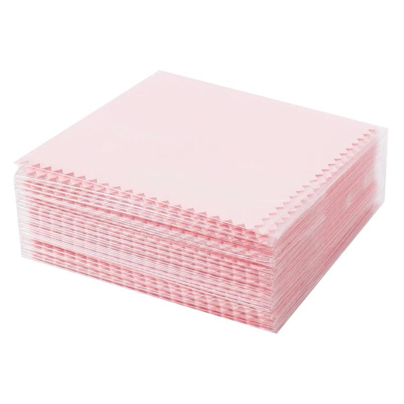 50 Pack Jewelry Cleaning Cloth,Polishing Cloth for Sterling Silver Platinum Pink