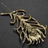 Vintage Bronze Feather Brooch Crystal Rhinestone Jewelry