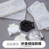 Crystal Makeup Mirror Silicone Mold Cat Cartoon Foldable Mirror