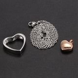 Double Heart Rose Cremation Urn Necklace Pendant Keepsake Memorial Ashes