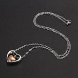 Double Heart Rose Cremation Urn Necklace Pendant Keepsake Memorial Ashes