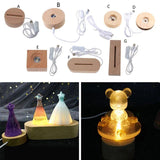 3D Night Light Base Crystal Ball LED Display Resin Art Ornament