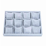 Watch Jewelry Tray Organizer 12 Grid Pillows Bracelet Display Holder