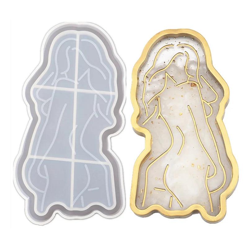 Resin Silicone Mold Girl Long Hair Lady Model Body Shape Mould