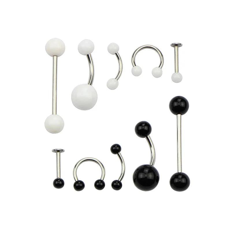 19pcs PRO Body Piercing Kit Needle Nipple Tongue Eyebrow Nose Lip Ring Forcep