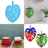 Resin Casting Silicone Cup Mat Mold Palm-Leaf Shape Epoxy Molds DIY Artwork
