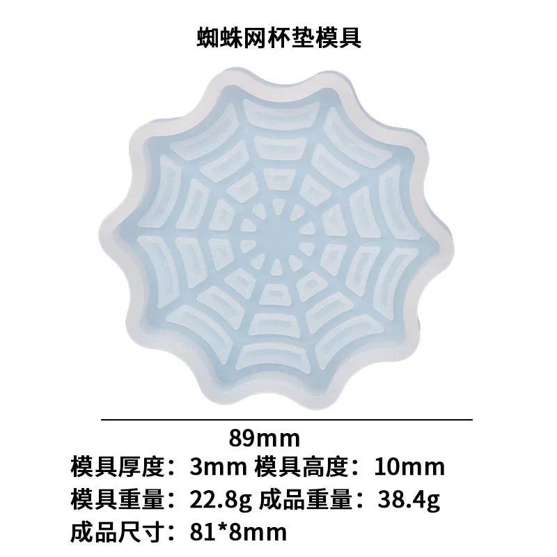 Halloween Epoxy Resin Mold Cobweb Skull Graveyard Coaster Silicone Mold