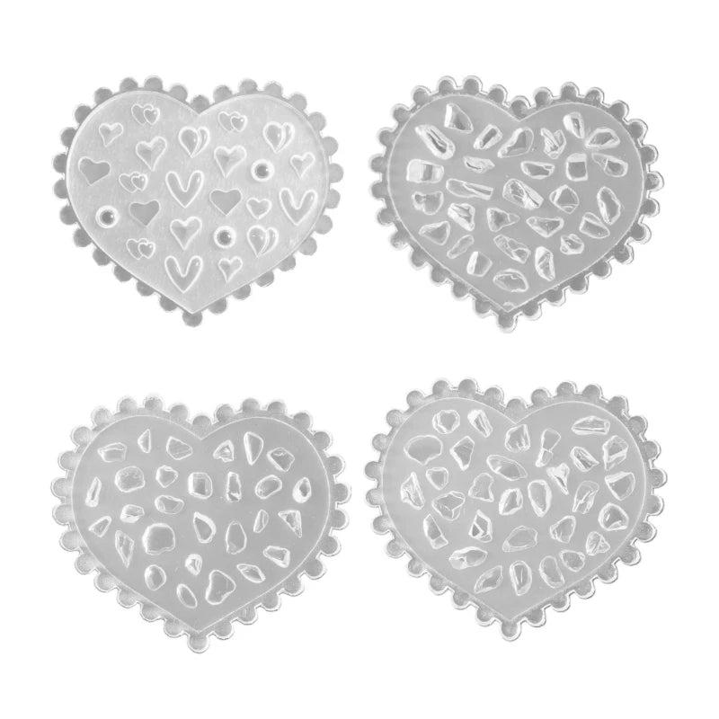4Pcs Silicone Nail Carving Molds 3D Stencils UV Gel Polish Manicure Mould