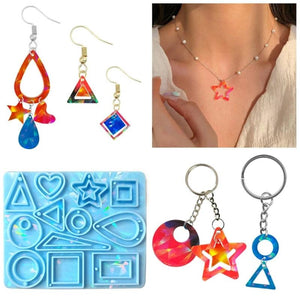 Resin Pendant Mold for Keychain Earrings, 6HE Silicone Ornaments Mold