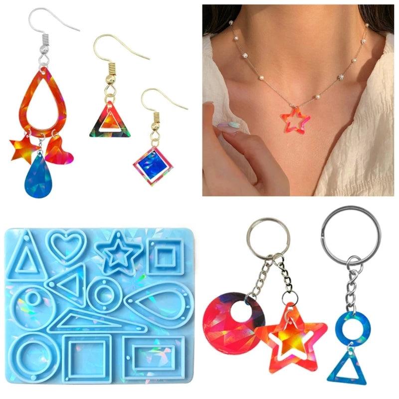 Resin Pendant Mold for Keychain Earrings, 6HE Silicone Ornaments Mold