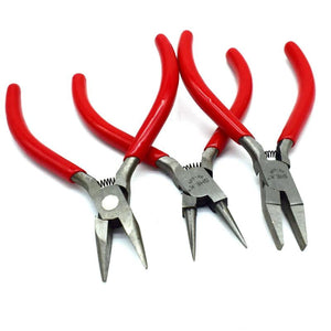 DIY Jewelry Tool Set Round Nose Plier Wire-Cutter Pliers Flat Plier Red Handle