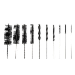 10Pcs Nylon Cleaning Brush Set for Small Parts Glasses Jewelry Pipe (Black)