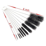 10Pcs Nylon Cleaning Brush Set for Small Parts Glasses Jewelry Pipe (Black)