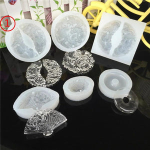 UV Resin Jewelry Silicone Mold 3D Fan Circle Round Charms Mold DIY