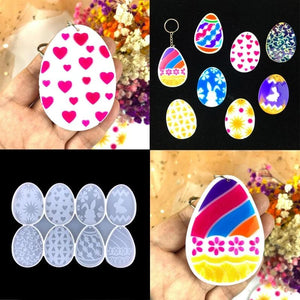 DIY Easter Egg Bunny Key Pendant Silicone Mold for Resin Casting