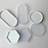 DIY Silicone Mold Tray for Casting - Round Hexagonal Oval Plate Coaster X3UD