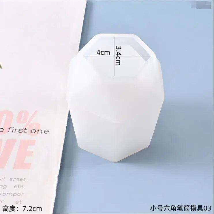 Silicone Mould Hexagon Pen Holder Resin Decor DIY
