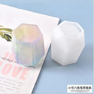Silicone Mould Hexagon Pen Holder Resin Decor DIY