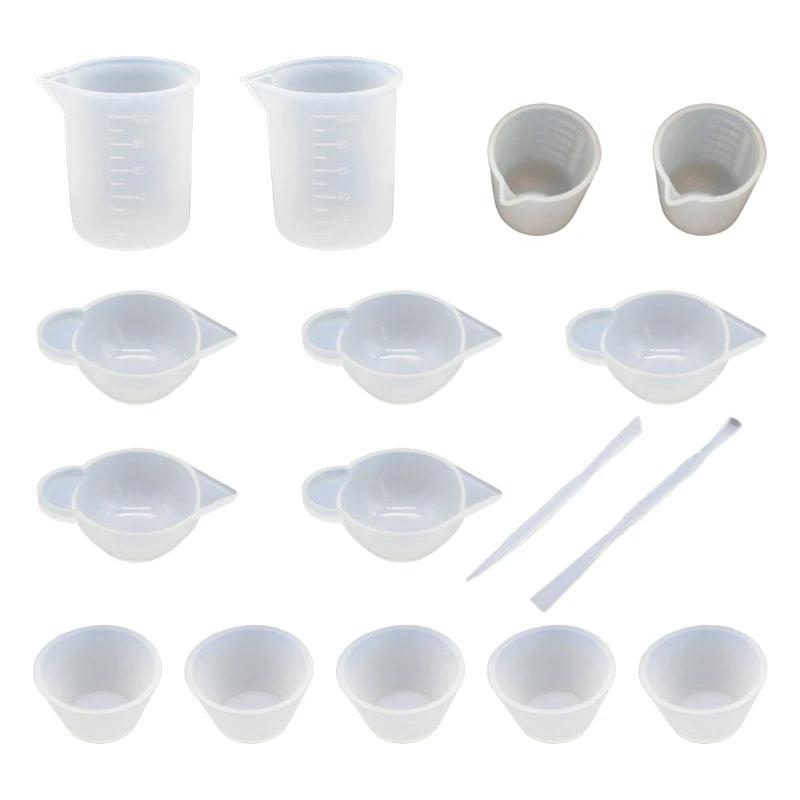 16 Pcs Silicone Measuring Cups Mixing Cup Dispensing Stirrer DIY UV