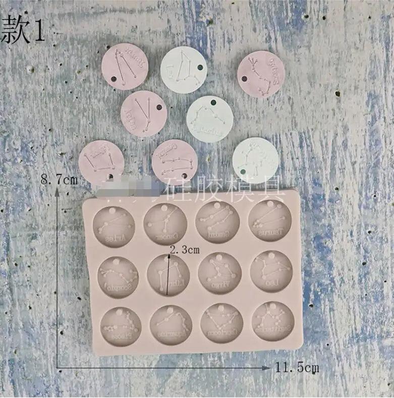 12 Constellation Gypsum Silicone Mold for DIY Incense with Hanging Tag Pendant