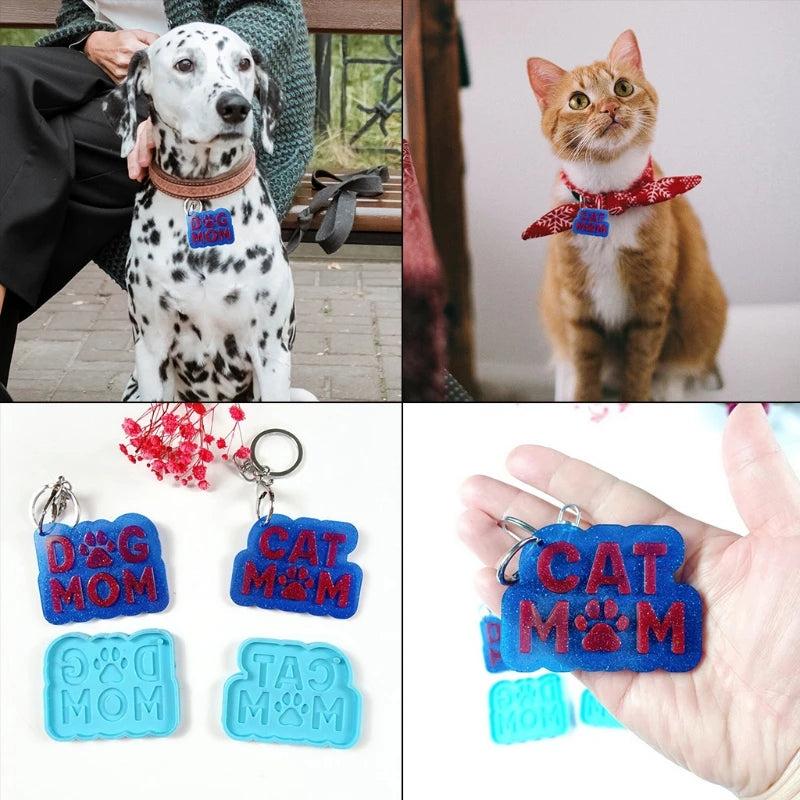 Dog & Cat MOM Tag Keychain Molds with Key Rings