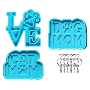 Dog & Cat MOM Tag Keychain Molds with Key Rings